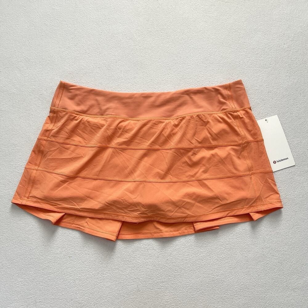 NWT Lululemon Pace Rival Mid Rise Skirt Skort Golden Apricot Orange Women 14 Reg